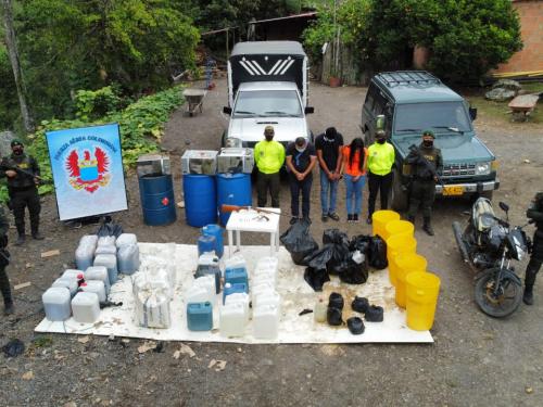 Desmantelado laboratorio de procesamiento de clorhidrato de cocaína en Tolima