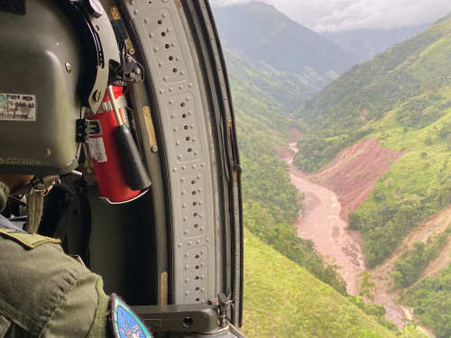 Tras avalancha, bocatoma del acueducto de Villavicencio fue monitoreada por su Fuerza Aérea y autoridades locales