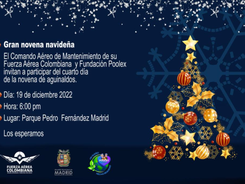 Invitación gran novena de aguinaldos en el municipio de Madrid
