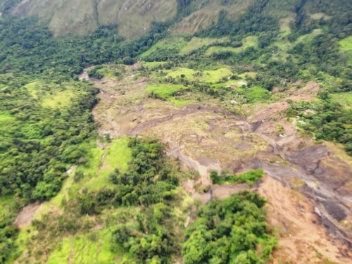 Monitoreo aéreo por deslizamiento de tierra en Paya, Boyacá