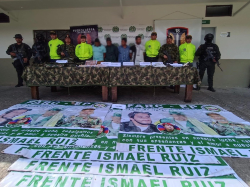 En el municipio de planadas, fueron detenidos cinco presuntos integrantes de un Grupo de Delincuencia Común Organizado
