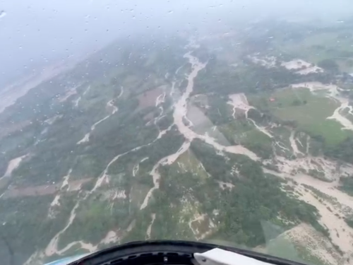 Reconocimiento aéreo tras emergencia por creciente del río Ariari en el Meta