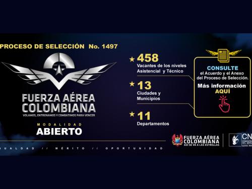 Más de 400 vacantes en la Fuerza Áerea Colombiana oferta la Comisión Nacional del Servicio Civil -CNSC-