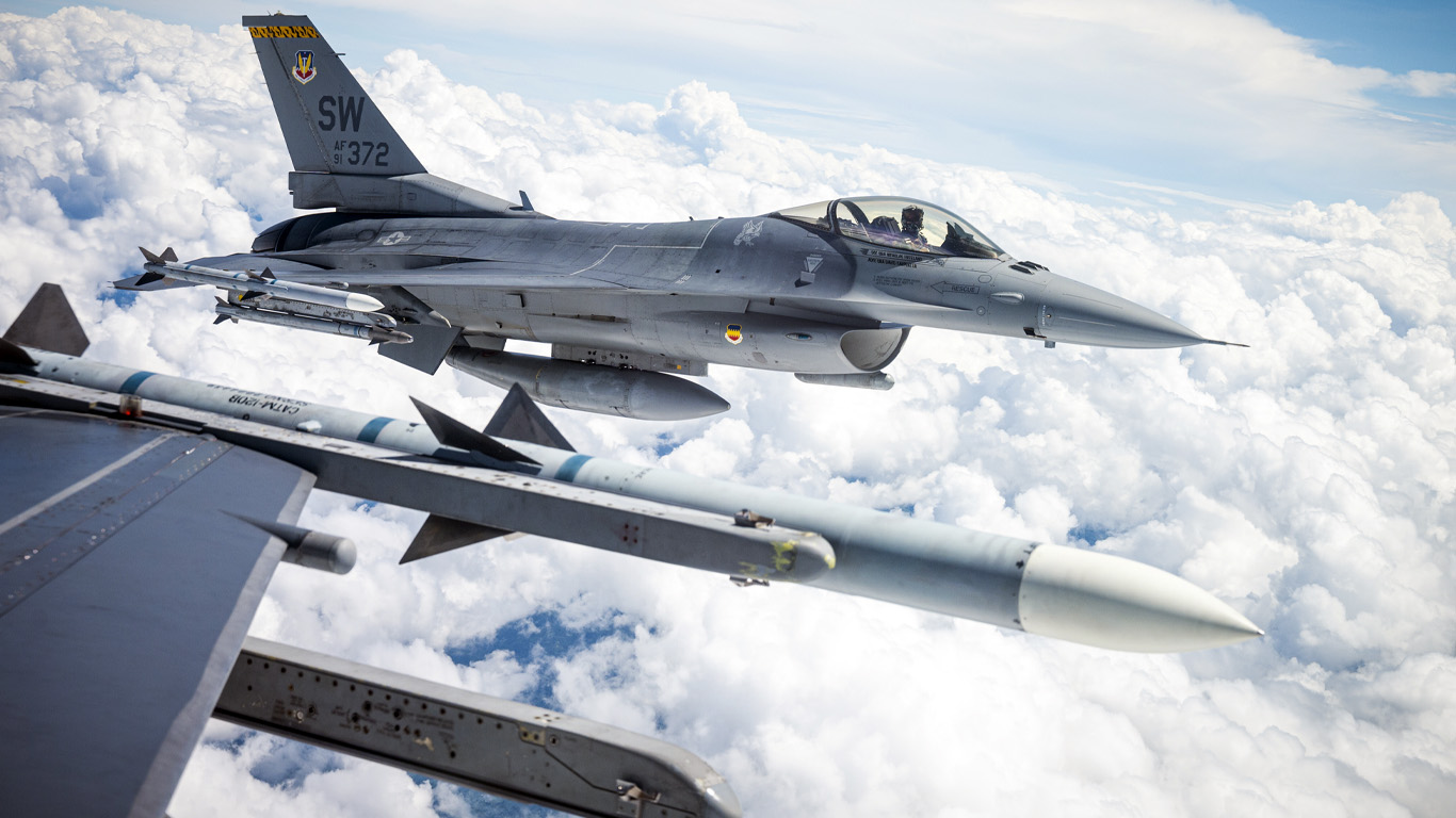 Aeronaves F-16 de la USAF en el Ejercicio Relámpago VI 2021.